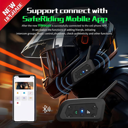 ViMocox Motorcycle Bluetooth Intercom 800m Range IP67 Waterproof