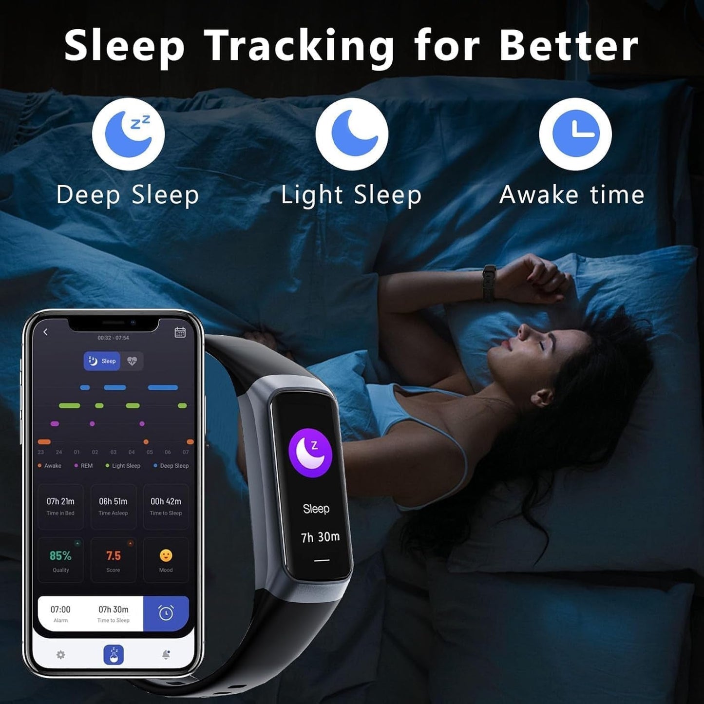 VigoEvo Smart Fitness Tracker – 1.1" AMOLED HD Display, Medical-Grade Sensors & 7-Day Battery