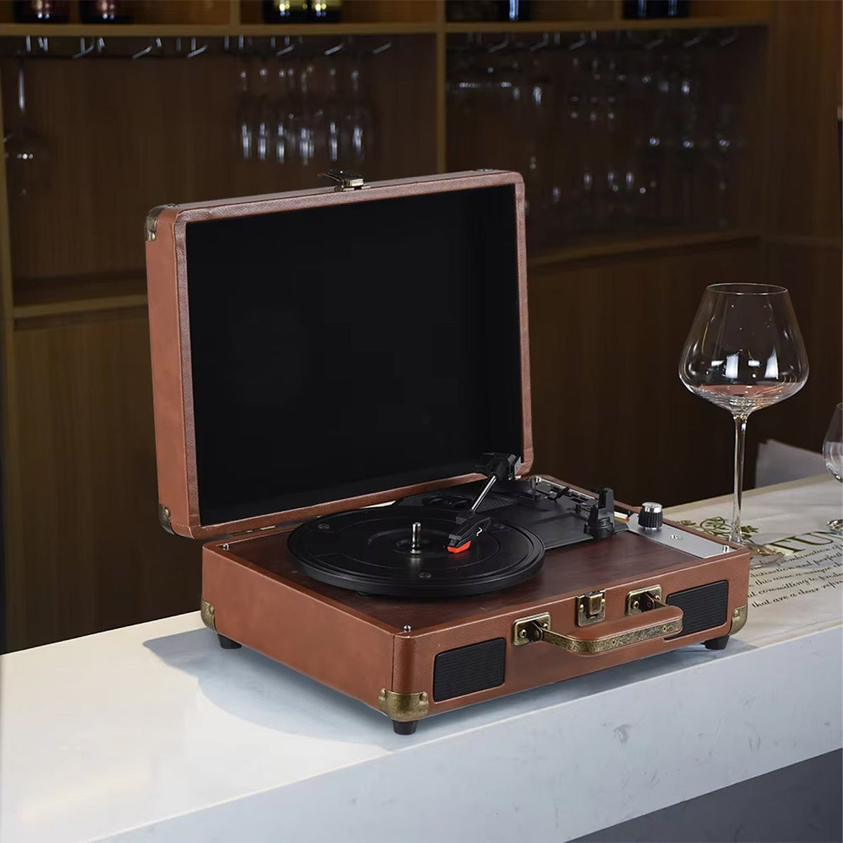Vinixora premium belt-driven turntable with wireless speaker