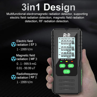 VisZelie 3-in-1 EMF RF EF Radiation Detector Meter
