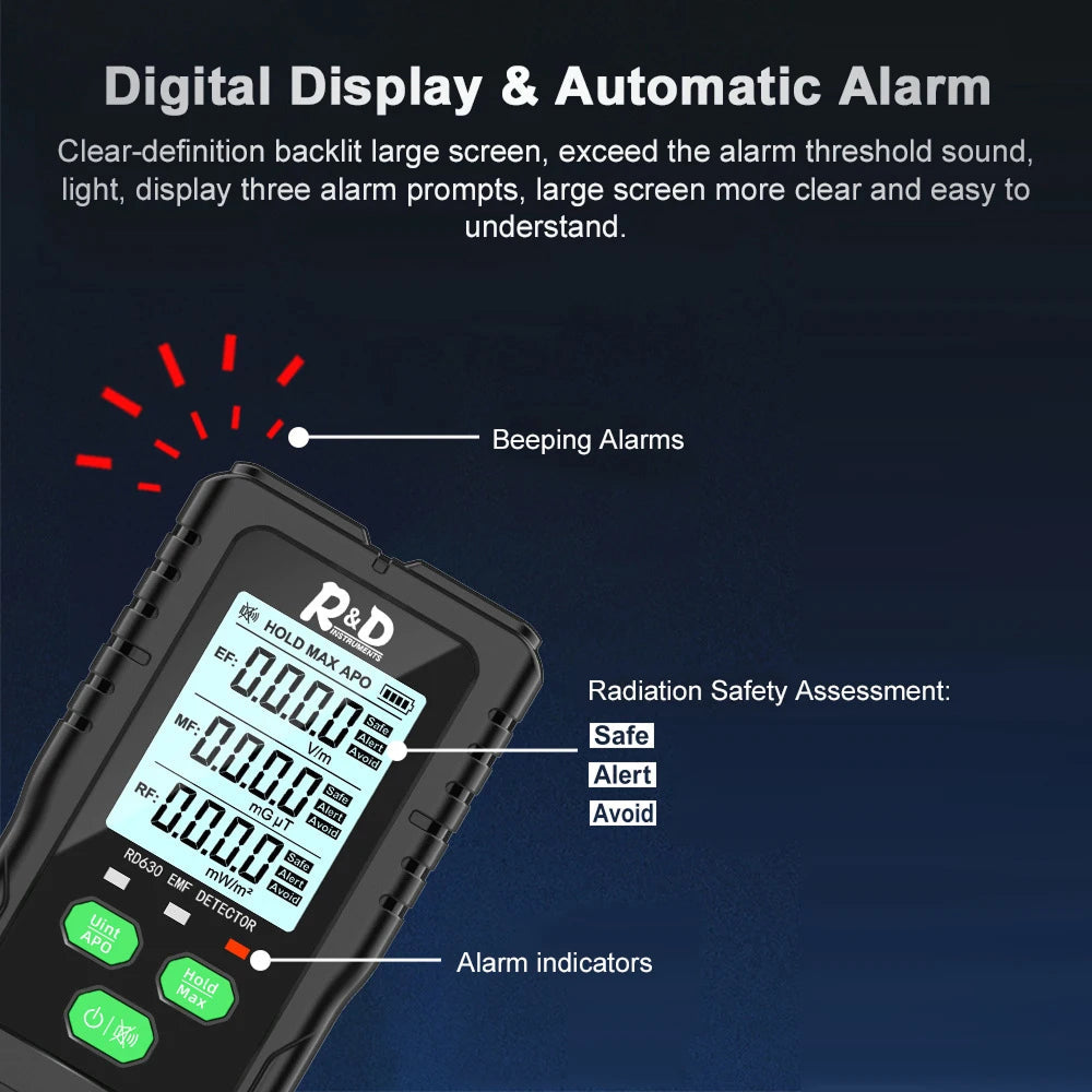 VisZelie 3-in-1 EMF RF EF Radiation Detector Meter