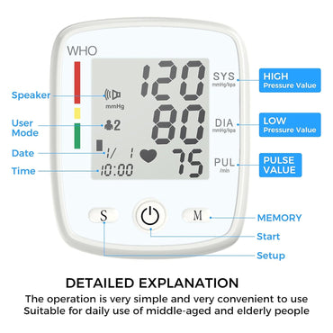 VitalArtrix Rechargeable Wrist Blood Pressure Monitor for Home Health Tracking