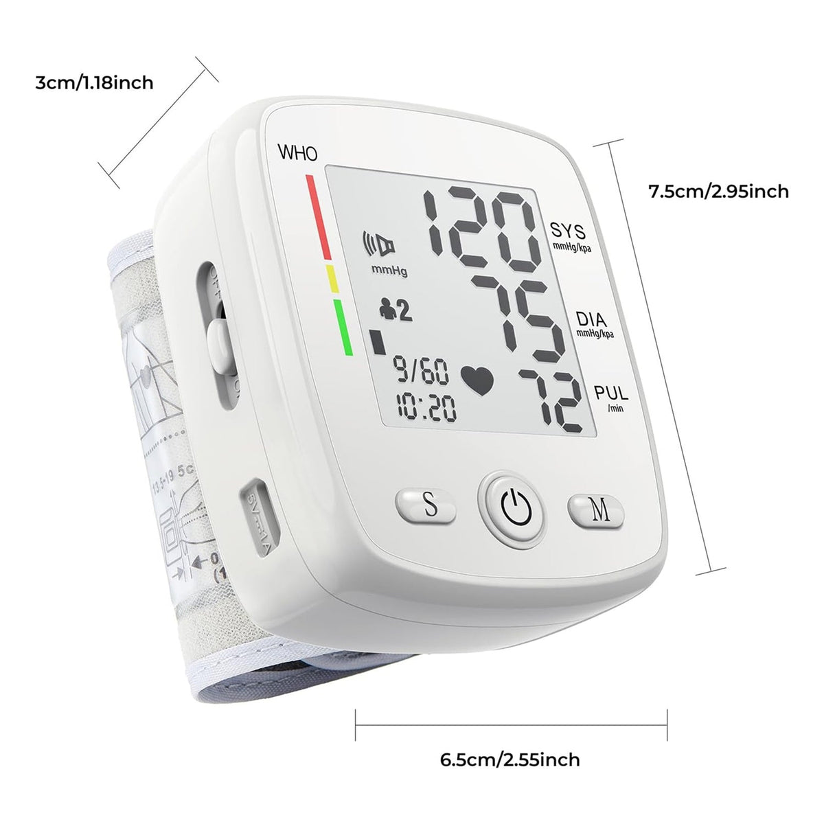 VitalArtrix Rechargeable Wrist Blood Pressure Monitor for Home Health Tracking