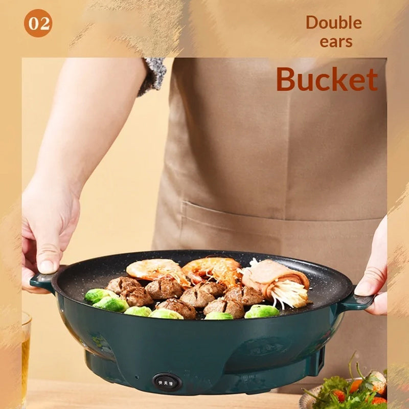VixKilet Non-Stick Electric Skillet – Hot Pot Dual Power Control & Safety Auto-Shutoff Protection