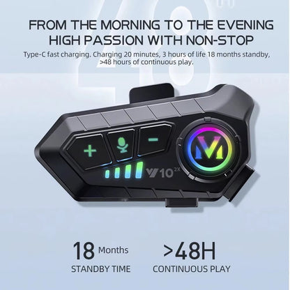 VoxiRide Bluetooth 5.3 Waterproof Motorcycle Intercom 500M