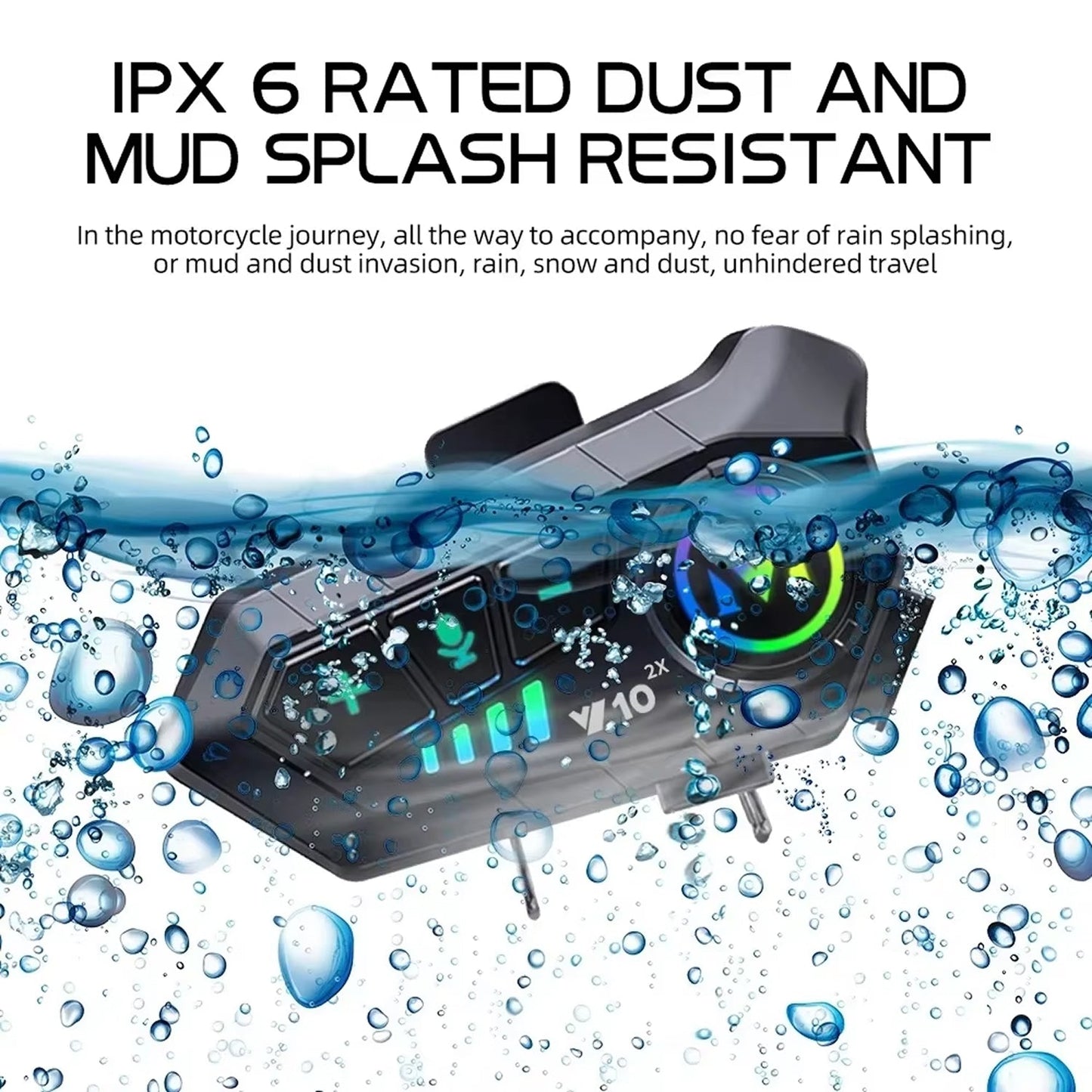 VoxiRide Bluetooth 5.3 Waterproof Motorcycle Intercom 500M