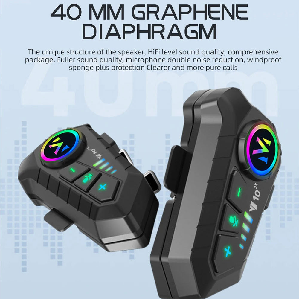 VoxiRide Bluetooth 5.3 Waterproof Motorcycle Intercom 500M