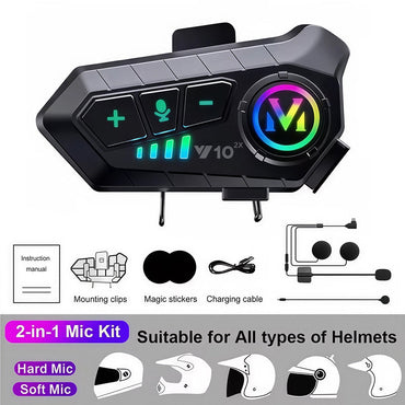 VoxiRide Bluetooth 5.3 Waterproof Motorcycle Intercom 500M