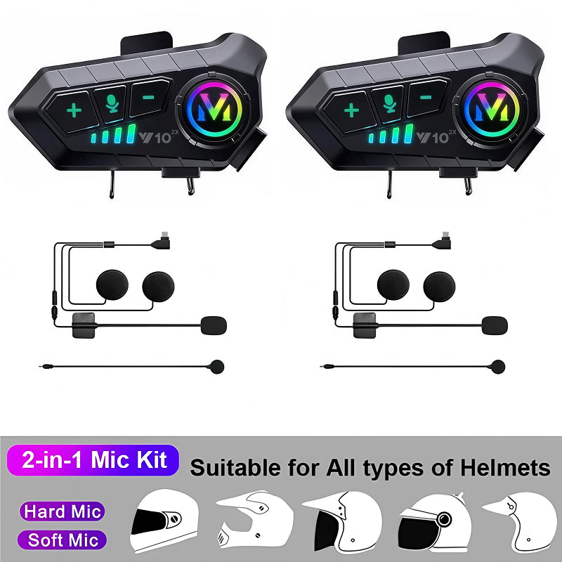 VoxiRide Bluetooth 5.3 Waterproof Motorcycle Intercom 500M