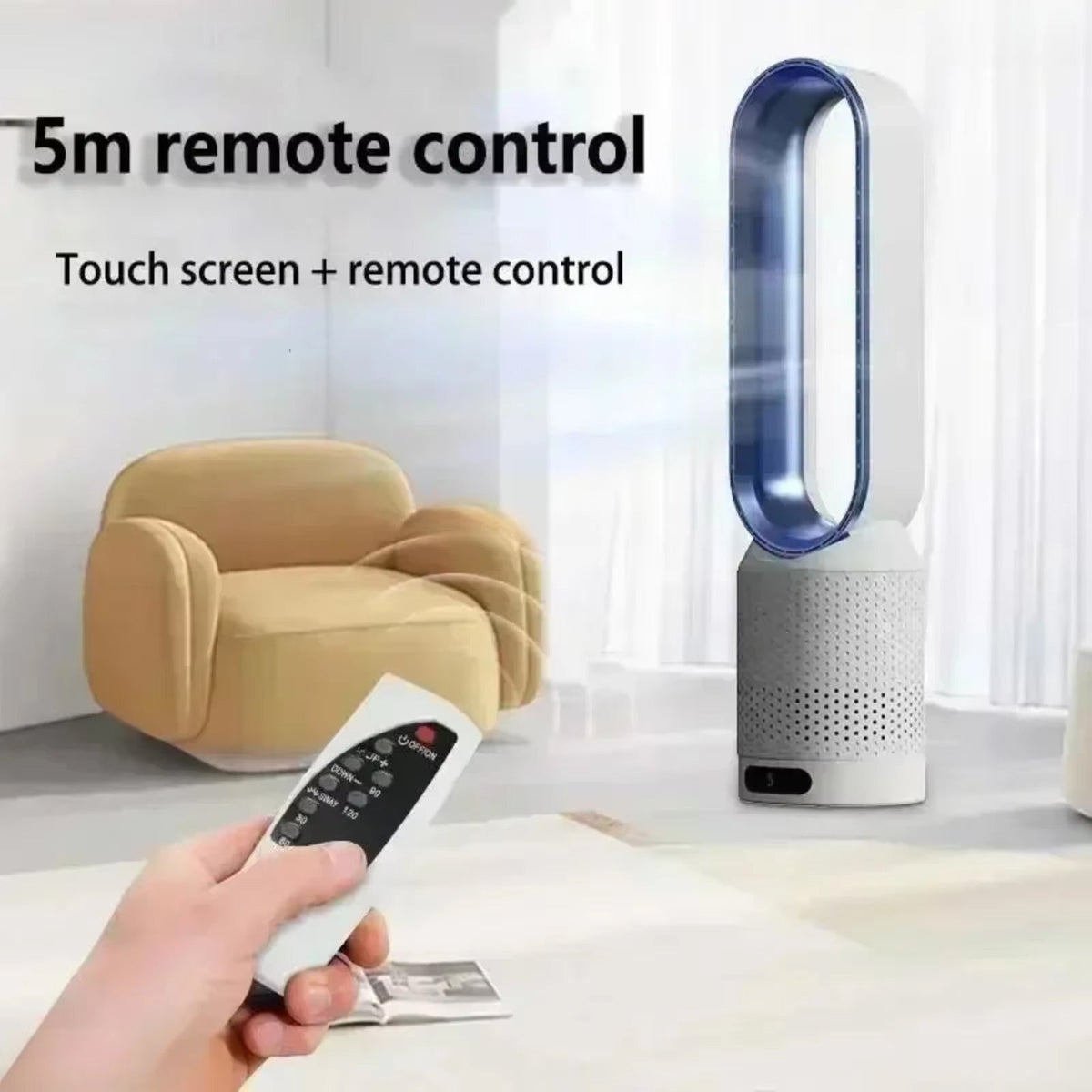 FakiLiax Sleek Bladeless Fan with Air Purifier