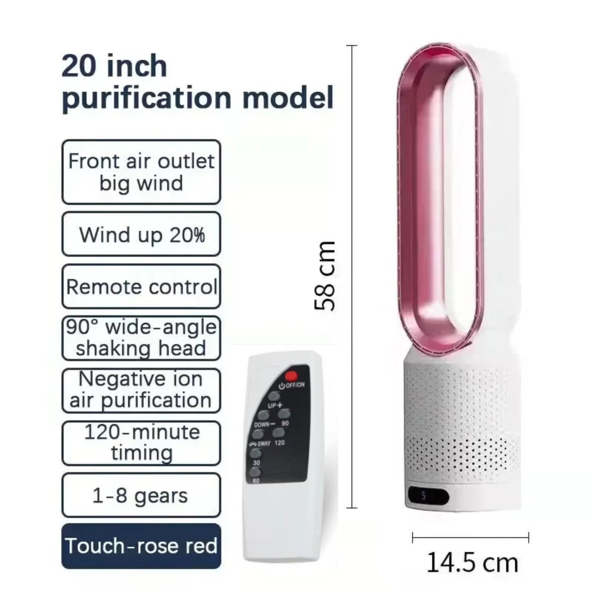 FakiLiax Sleek Bladeless Fan with Air Purifier