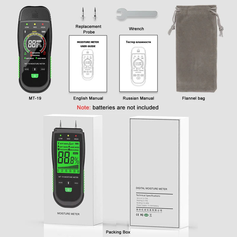 WomiTero Wood Moisture Meter ±0.5% Precision 4-Mode Sensor