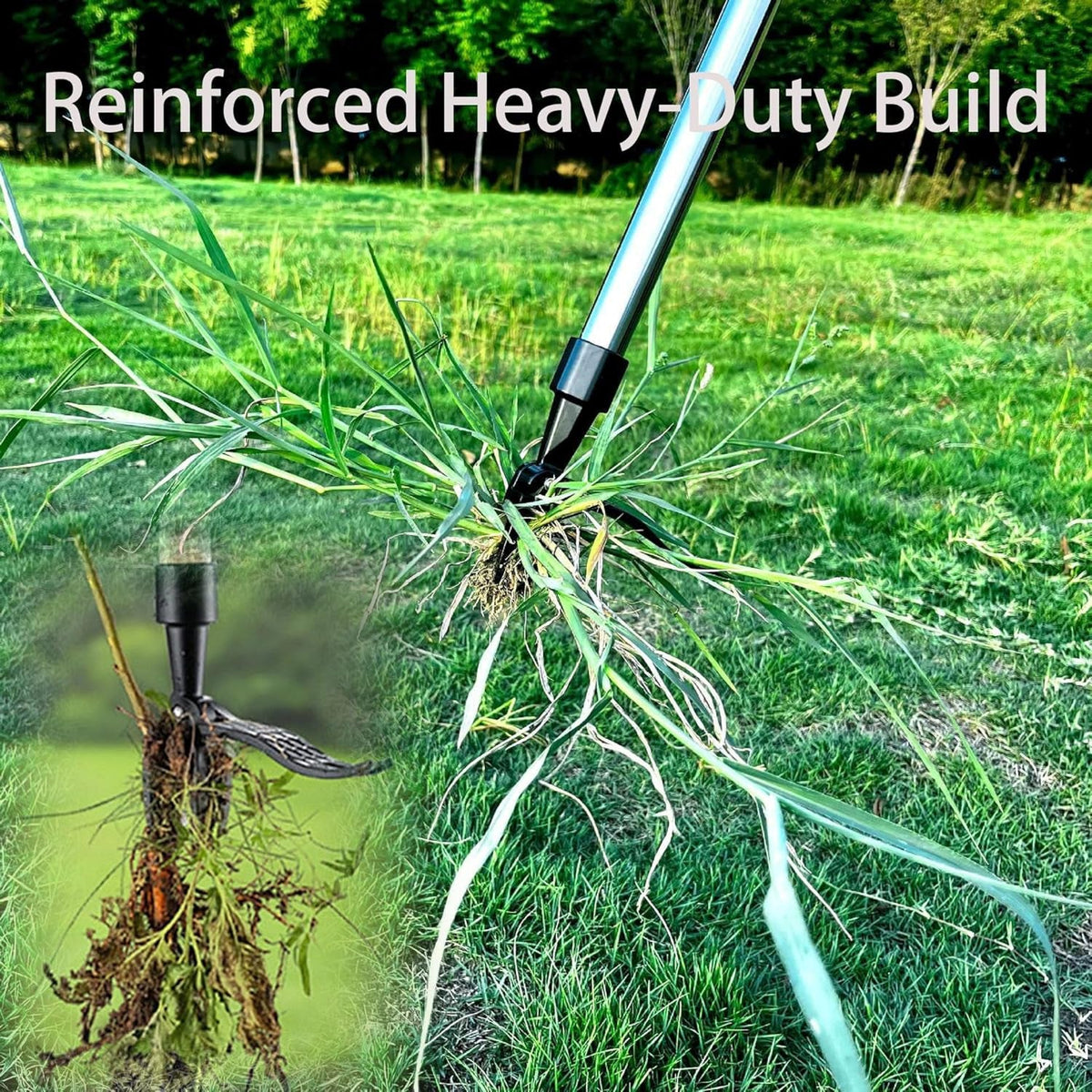 ZasJanee Stand-Up Weed Puller 40" Adjustable Steel 4-Prong