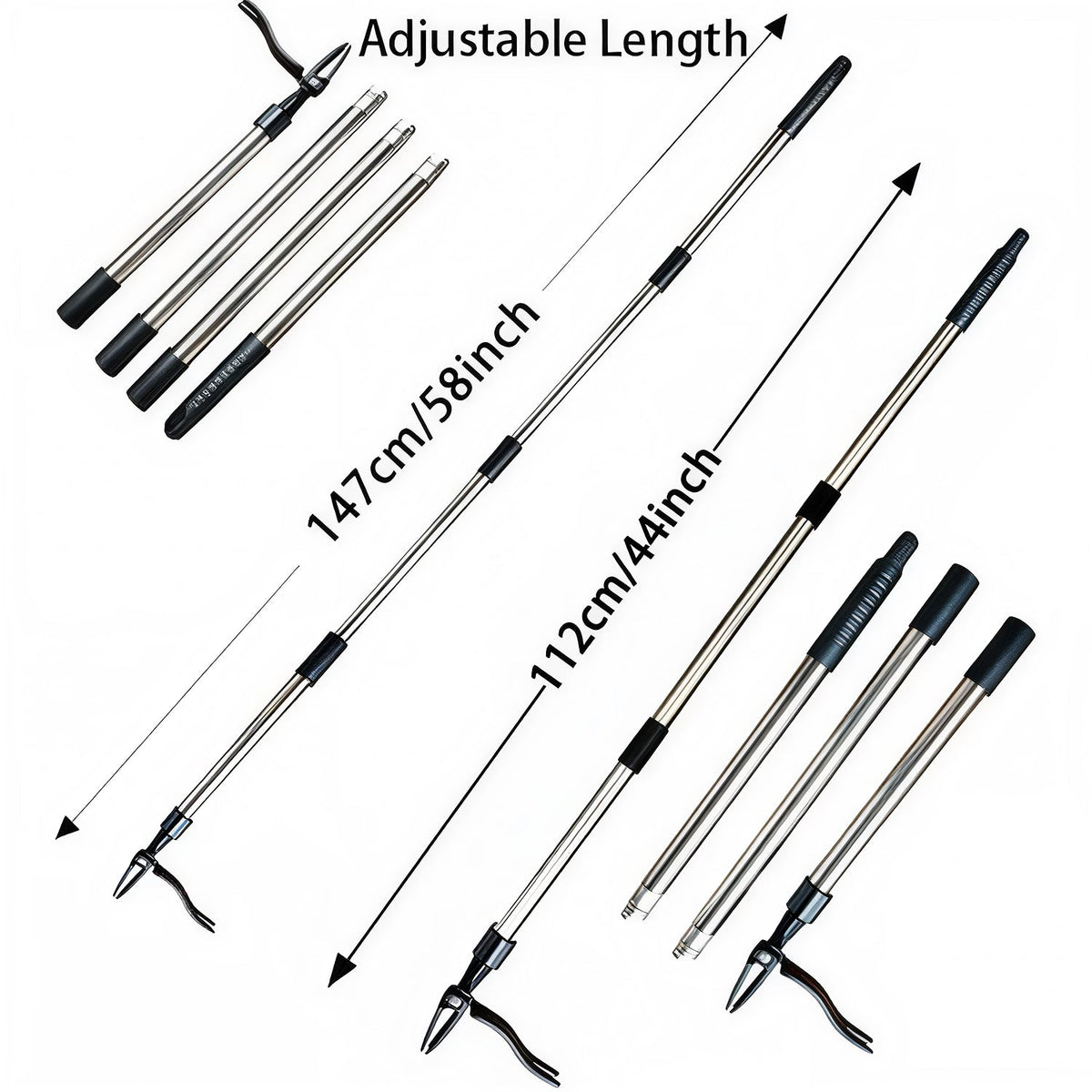 ZasJanee Stand-Up Weed Puller 40" Adjustable Steel 4-Prong
