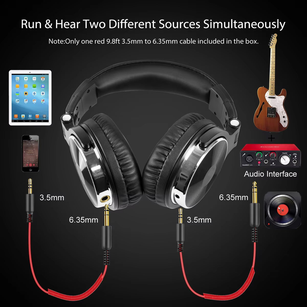 ZetaNase 50mm Studio Monitor Headphones with Dual Interface